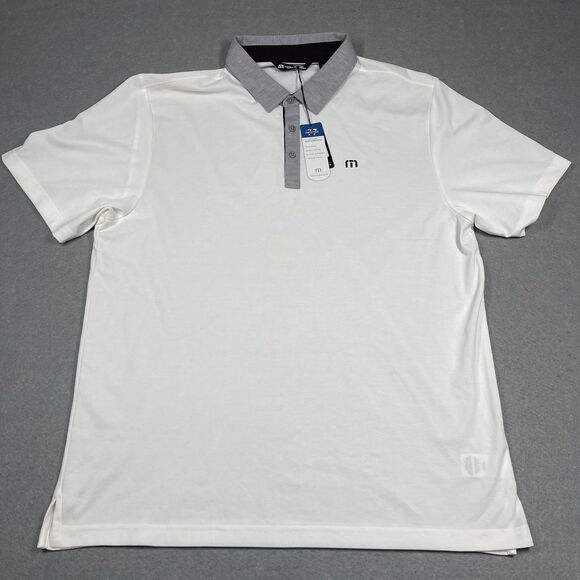Travis Mathew Polo Shirt Men XXL 2XL White Grey Contrast Collar Kistner Golf $90 - Picture 1 of 12